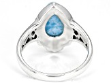 Blue Larimar Solitaire Rhodium Over Sterling Silver Ring