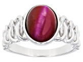 Pink Tigers Eye Rhodium Over Sterling Silver Ring