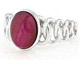 Pink Tigers Eye Rhodium Over Sterling Silver Ring