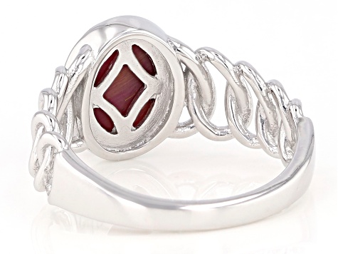 Pink Tigers Eye Rhodium Over Sterling Silver Ring