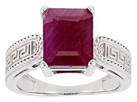 Red Ruby Rhodium Over Sterling Silver Ring 3.69ctw