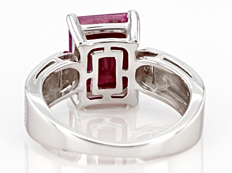 Red Ruby Rhodium Over Sterling Silver Ring 3.69ctw