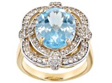 Sky Blue Topaz 18k Yellow Gold Over Sterling Silver Ring 5.49ctw