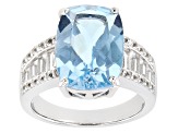 Blue Topaz Rhodium Over Sterling Silver Ring. 6.67ctw