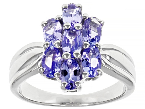 Blue Tanzanite Rhodium Over Sterling Silver Ring 1.32ctw