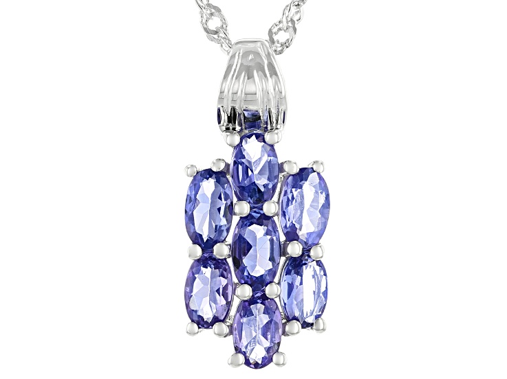 5000vt ダイヤモンド Blue Tanzanite Rhodium Over Sterling Silver Pendant With