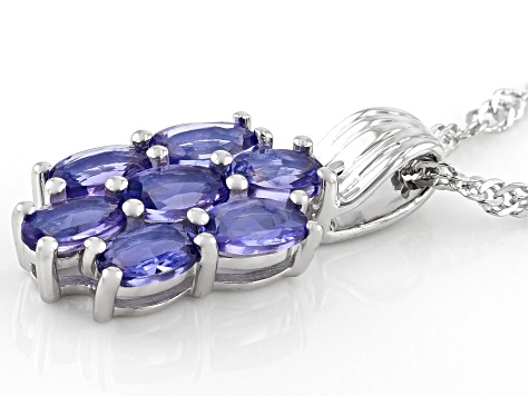 Blue Tanzanite Rhodium Over Sterling Silver Pendant With Chain 1.32ctw