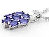 Blue Tanzanite Rhodium Over Sterling Silver Pendant With Chain 1.32ctw