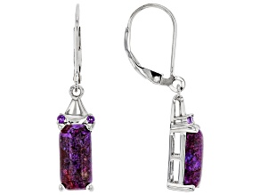 Purple Turquoise Rhodium Over Silver Earrings 0.05ctw