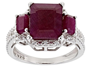 Red Ruby Rhodium Over Sterling Silver Ring 4.62ctw