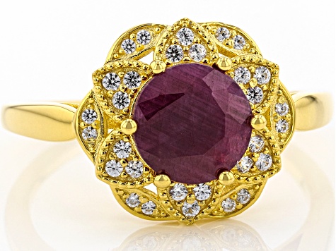 Red Ruby 18k Yellow Gold Over Sterling Silver Ring 2.52ctw