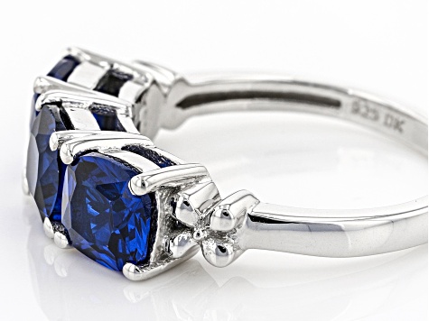Blue Lab Created Spinel Rhodium Over Sterling Silver Ring