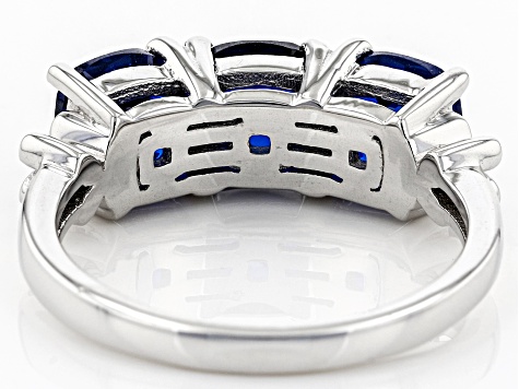 Blue Lab Created Spinel Rhodium Over Sterling Silver Ring