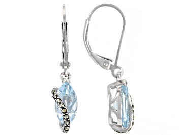 Picture of Sky Blue Topaz Rhodium Over Sterling Silver Earrings 2.18ctw