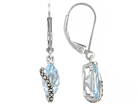 Sky Blue Topaz Rhodium Over Sterling Silver Earrings 2.18ctw