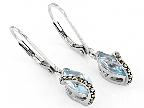 Sky Blue Topaz Rhodium Over Sterling Silver Earrings 2.18ctw