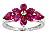 Red Lab Created Ruby Rhodium Over Sterling Silver Ring. 1.80ctw
