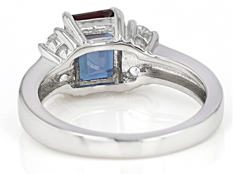 Blue Lab Created Alexandrite Rhodium Over Sterling Silver Ring 2.26ctw