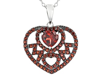 Vermelho Garnet™ Rhodium Over Silver MOM Pendant With Chain 1.69ctw