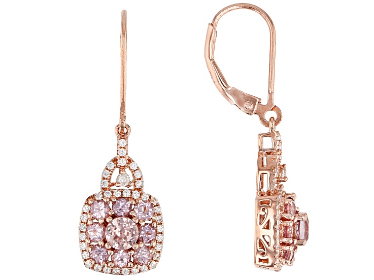 Color Shift Garnet 18k Rose Gold Over Silver Dangle Earrings 2.01ctw