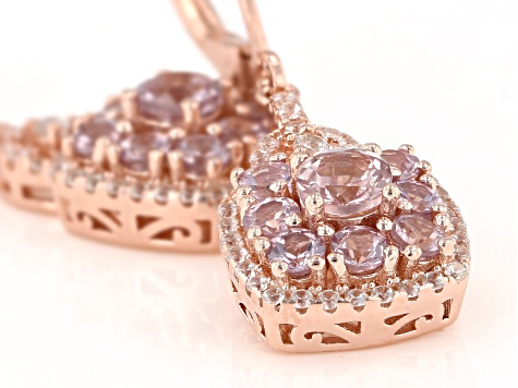 Color Shift Garnet 18k Rose Gold Over Silver Dangle Earrings 2.01ctw