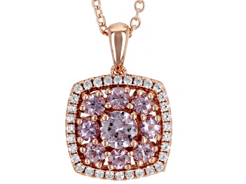 Picture of Color Shift Garnet 18K Rose Gold Over Sterling Silver Pendant With Chain. 1.72ctw
