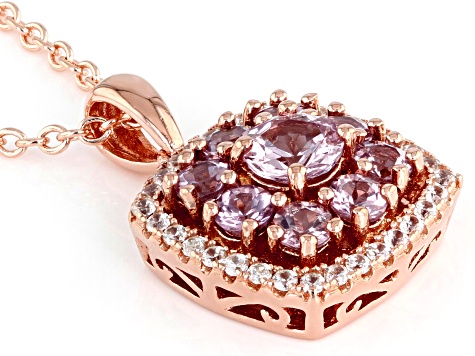 Color Shift Garnet 18K Rose Gold Over Sterling Silver Pendant With Chain. 1.72ctw