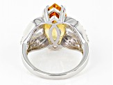 Yellow Citrine Rhodium Over Sterling Silver Ring 3.98ctw