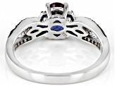 Blue Lab Created Alexandrite Rhodium Over Sterling Silver Ring. 1.17ctw