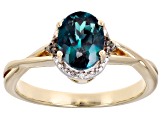 Blue Lab Created Alexandrite 18K Yellow Gold Over Sterling Silver Ring. 1.26ctw