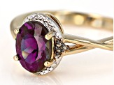 Blue Lab Created Alexandrite 18K Yellow Gold Over Sterling Silver Ring. 1.26ctw