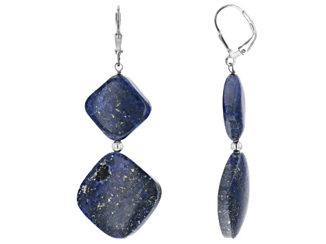 Blue Lapis Lazuli Rhodium Over Sterling 