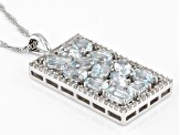 Blue Aquamarine Rhodium Over Silver Pendant With Chain 6.20ctw