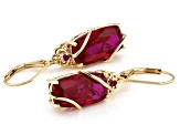 Red Lab Created Ruby 18k Yellow Gold Over Silver Dangle Earrings 10.59ctw