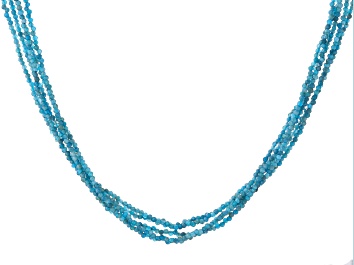 Picture of Blue Apatite Rhodium Over Sterling Silver Beaded 5-Strand Necklace