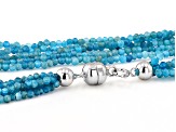 Blue Apatite Rhodium Over Sterling Silver Beaded 5-Strand Necklace