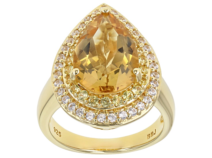 Yellow Citrine 18k Yellow Gold Over Sterling Silver Ring
