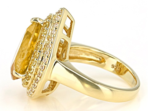 Yellow Citrine 18k Yellow Gold Over Sterling Silver Ring 4.09ctw