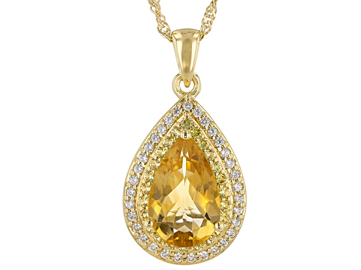 Yellow Citrine 18k Yellow Gold Over Sterling Silver Pendant With Chain 4.09ctw