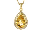 Yellow Citrine 18k Yellow Gold Over Sterling Silver Pendant With Chain 4.09ctw