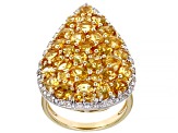 Yellow Citrine 18K Yellow Gold Over Silver Ring 4.44ctw