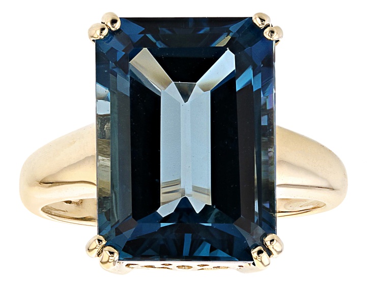 London Blue Topaz Solitaire 10K Yellow Gold Ring 8.07ctw