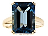London Blue Topaz Solitaire 10k Yellow Gold Ring 8.07ctw