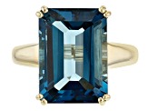 London Blue Topaz Solitaire 10k Yellow Gold Ring 8.07ctw