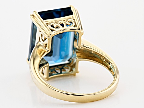 London Blue Topaz Solitaire 10k Yellow Gold Ring 8.07ctw