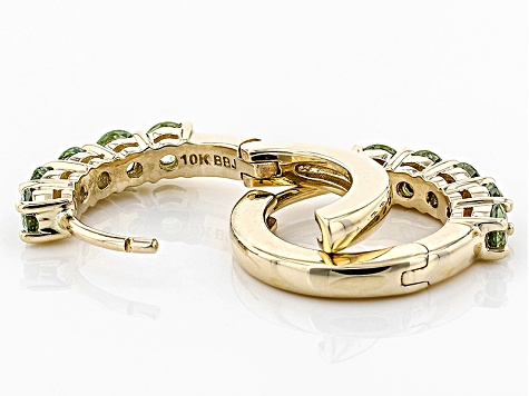 Green Demantoid Garnet 10k Yellow Gold Huggie Hoop Earrings 1 27ctw Green Demantoid Garnet 10k Yellow Gold Huggie Hoop Earrings 1 27ctw