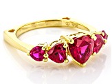 Red Lab Created Ruby 18k Yellow Gold Over Sterling Silver Ring 2.87ctw