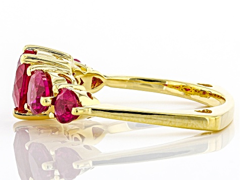 Red Lab Created Ruby 18k Yellow Gold Over Sterling Silver Ring 2.87ctw