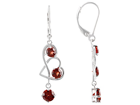 Red Vermelho Garnet(TM) Rhodium Over Sterling Silver Earrings 2.32ctw