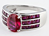 Red Lab Created Ruby Rhodium Over Sterling Silver Ring 3.31ctw